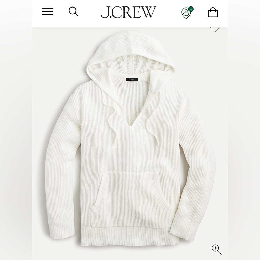 J. Crew White Hooded Sweater